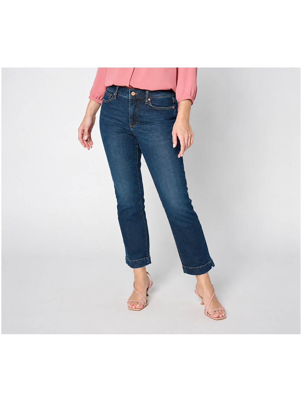NYDJ Sheri Slim Ankle Jeans w/ Side Slits in Print or Solid Sunset Villa, Reg 8